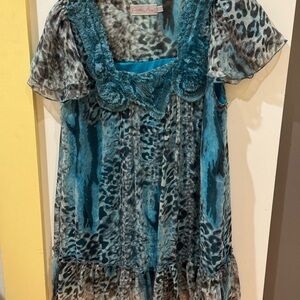 Pretty Angel Teal and Leopard Print Dress